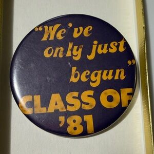 Vintage Purple and Gold Class of '81 Pin Pinback Metal Button